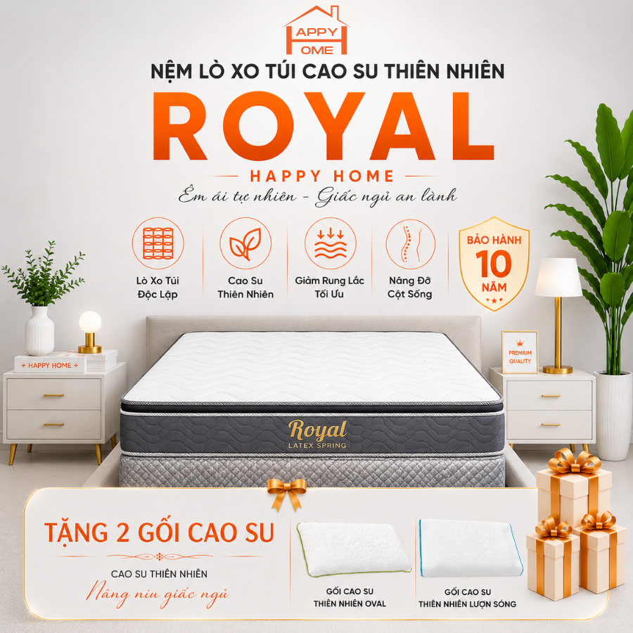 Nệm Lò Xo Túi Cao Su Thiên Nhiên ROYAL Cao Cấp